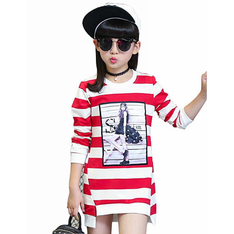 Girl's Casual/Daily Striped Tee,Cotton Spring / Fa...