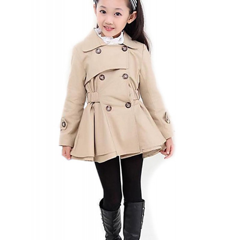 Girl's Striped Trench Coat,Polyester / Cotton Blen...