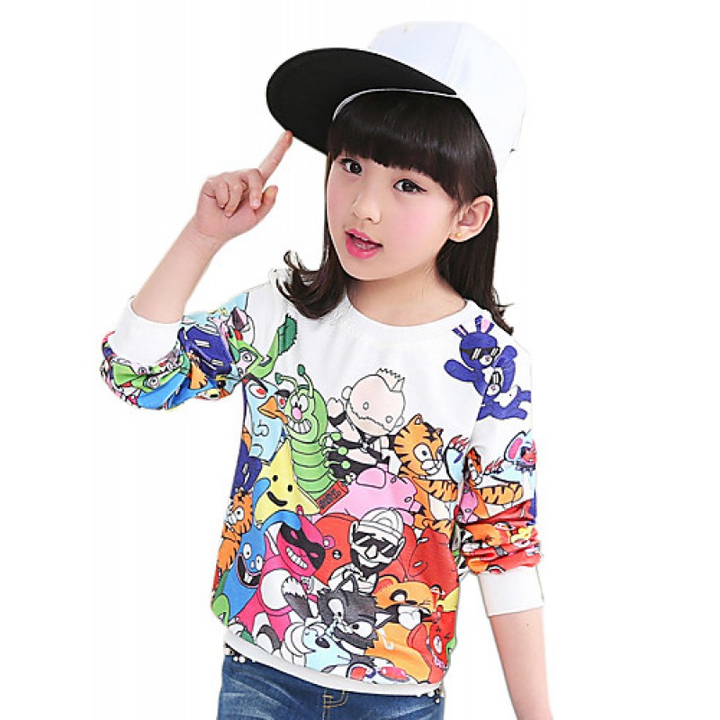 Girl's Cotton Spring/Autumn Fashion Cartoon Print ...