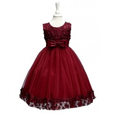 Girls' Embroidery Bowknot Formal Party Princess Bridal Fancy Dress All Seasons Sleeveless Party Dress  