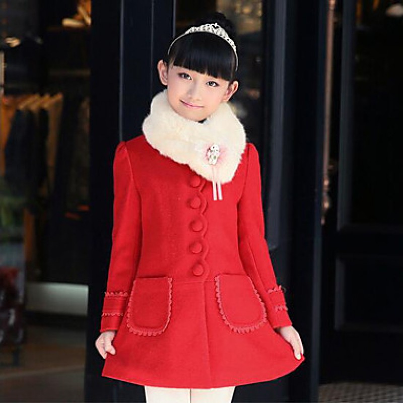 Girl's Casual/Daily Patchwork Suit & Blazer / Jacket & Coat,Polyester Winter / Spring / Fall Pink / Red  