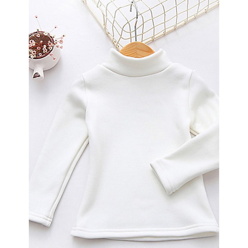 Girl Casual/Daily Solid Blouse,Cotton Winter Long Sleeve  