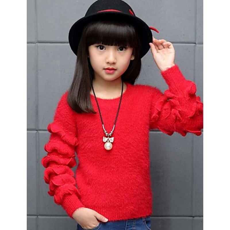 Girl's Casual/Daily Solid Sweater & Cardigan,Cotton Spring / Fall Blue / Red  