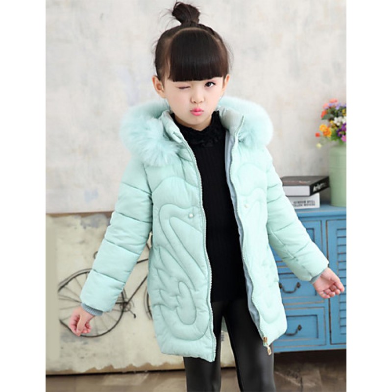 Girl's Casual/Daily Solid Down & Cotton Padded,Cotton Winter Black / Blue / Pink / Red  