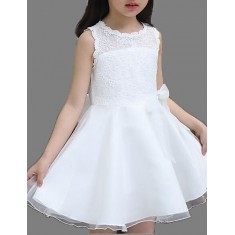 Girl's White Dress / Clothing Set,Solid Polyester Summer  