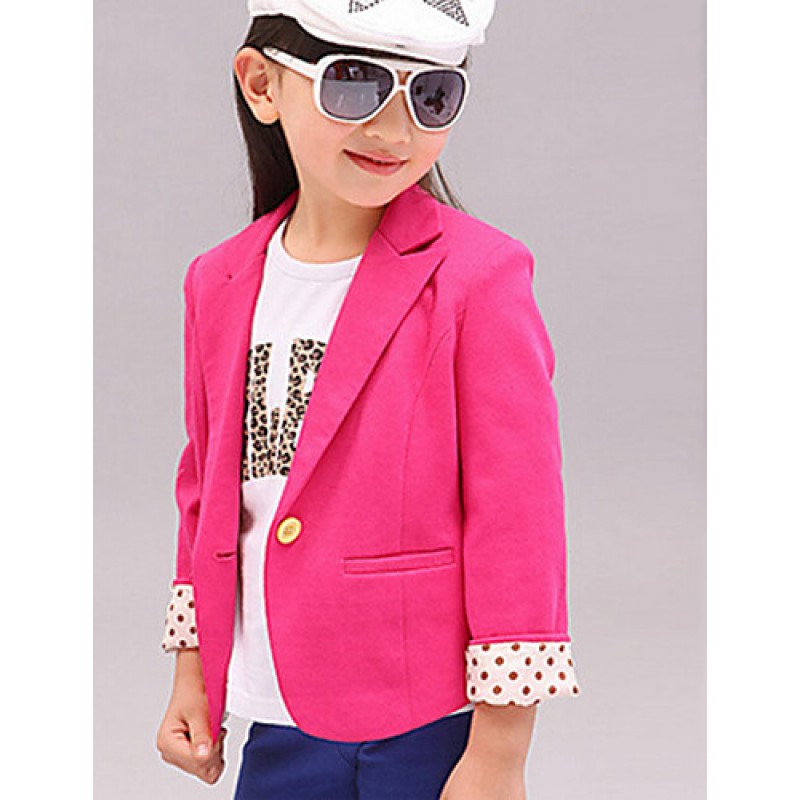 Girl's Solid Suit & Blazer,Cotton Blend Spring / Fall Red / Yellow  