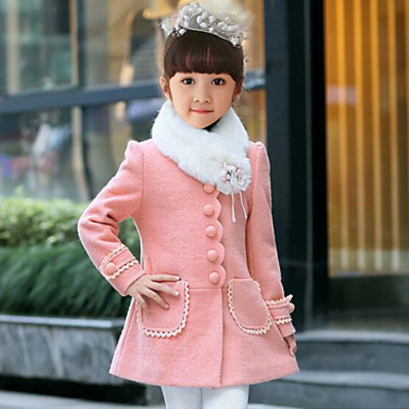 Girl's Casual/Daily Patchwork Suit & Blazer / Jacket & Coat,Polyester Winter / Spring / Fall Pink / Red  