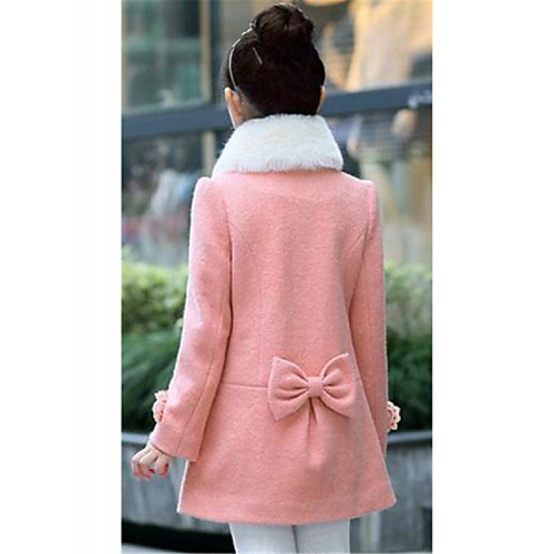 Girl's Casual/Daily Solid Trench Coat,Cotton Winter Pink / Red  