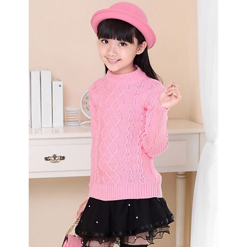 Cardigan For Girls Cotton Casual Solid Color Spring/Fall/Winter Going out/Casual/Daily Long Sleeve Turtleneck Sweatshirt Coat  