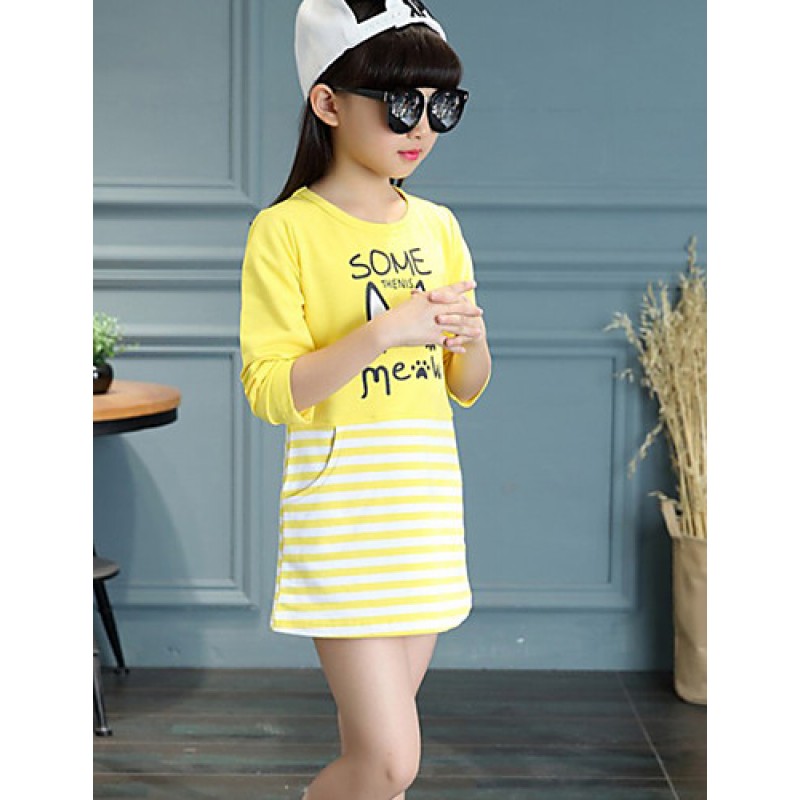 Girl's Casual/Daily Solid TeePolyester Spring / Fall Red / White / Yellow  