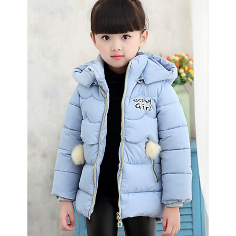 Girl's Casual/Daily Solid Down & Cotton Padded,Cotton Winter Blue / Pink / Red  