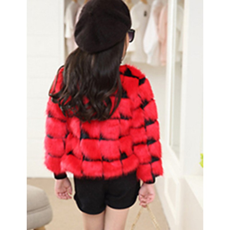 Girl's Casual/Daily Color Block Down & Cotton Padded,PU Winter / Spring / Fall Pink / Red / White / Yellow  