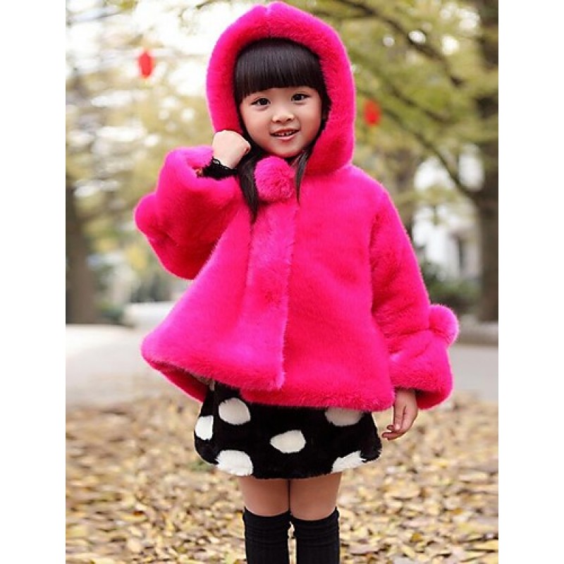 Girl's Casual/Daily Solid Jacket & Coat,Polyester Winter Red / White  