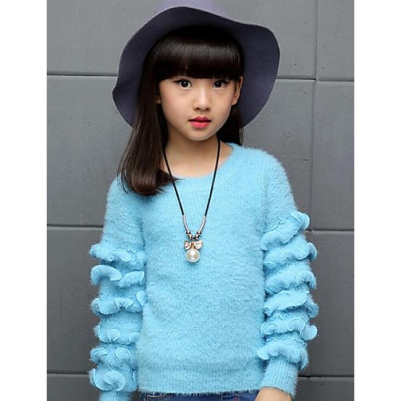 Girl's Casual/Daily Solid Sweater & Cardigan,Cotton Spring / Fall Blue / Red  