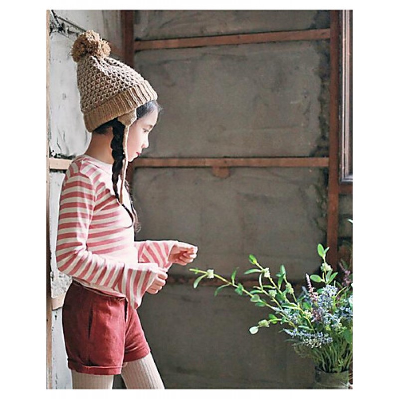 Girl's Casual/Daily Striped TeeCotton Spring / Fall Black / Pink  